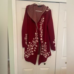 Gorgeous cardigan with Japanese Cherry Blossom design,a hood and pockets!